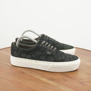 Vans Black Snake-Print Low Top Sneakers with White Sole